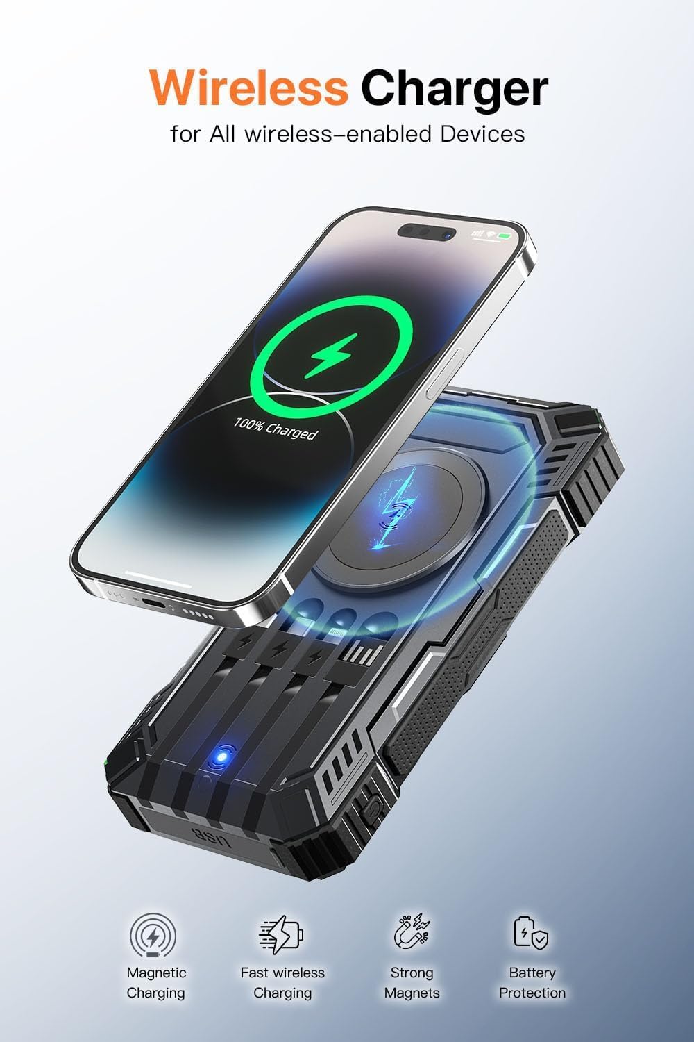 jskei Power Bank - Cargador portátil solar de 49800 mAh, carga inal...