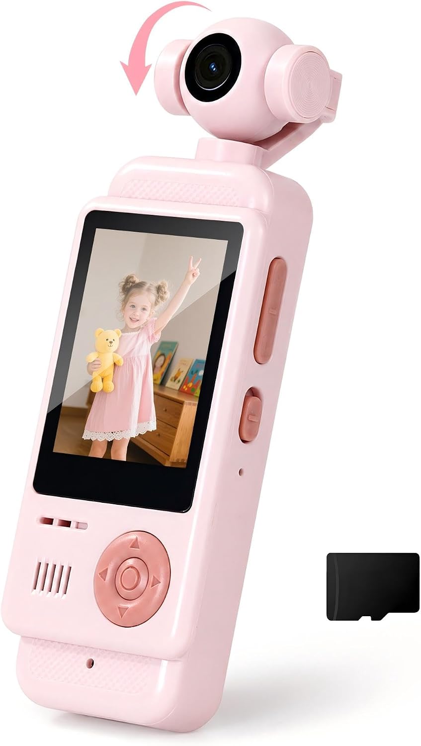 Cámara de vlogging para niños, videocámara digital HD de 44MP 1080P para