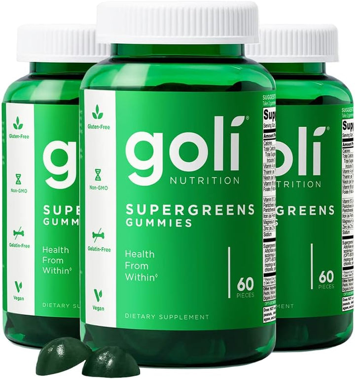 GOLI SUPERGREENS - Gomitas de vitaminas, 180 unidades, con vitamina...