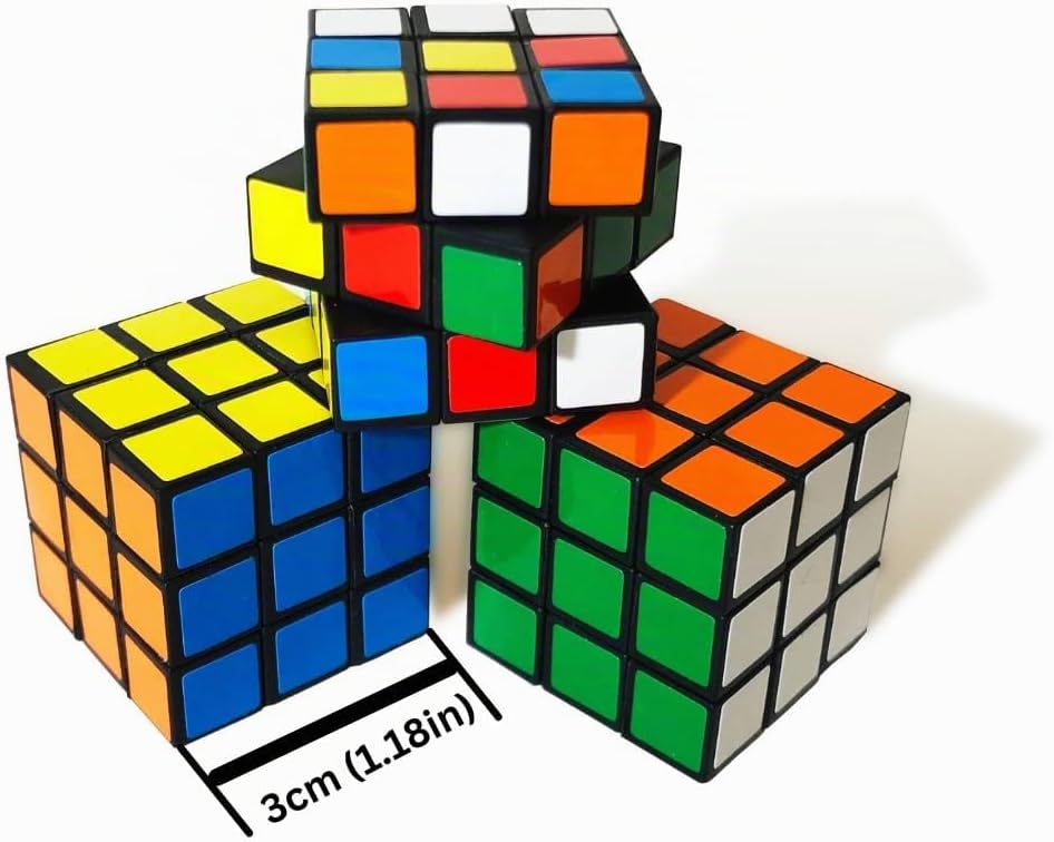 Paquete de 100 mini cubos mágicos, rompecabezas giratorios, juguetes, 3 x 3 cubo mágico de mosaico, arte del cerebro, recuerdos, regalos, suministros de fiesta para niños y niñas