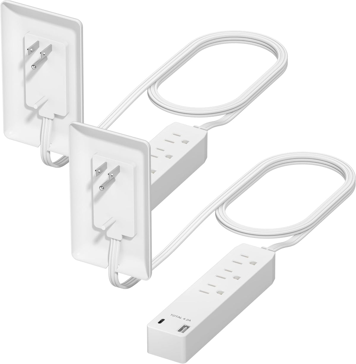 LIDER Outlet Extender con 3 Receptáculos, 12W USB-A y USB-C, Cara Plana