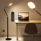 Lámpara Anillo de luz con soporte, iluminación de zoom regulable de 15 W para computadora, oficina en casa, lectura, videollamadas, lámpara de pie de 66 pulgadas con brazo oscilante flexible, enchufe