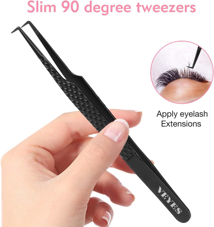VEYES INC Pinzas de pestañas para extensiones de pestañas, pinzas d...