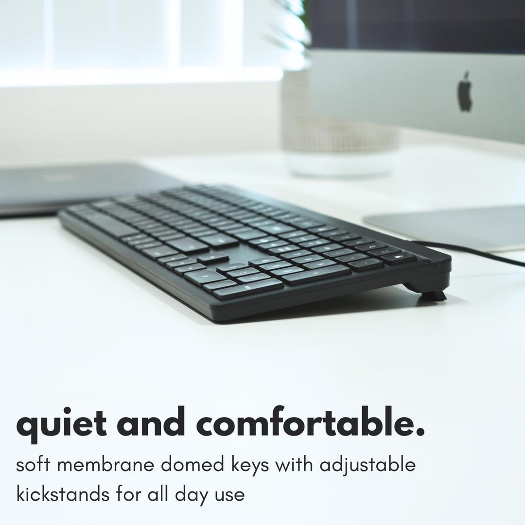 Macally Teclado USB C con cable para Mac (USB C + USB A) - Teclado...