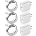 Bloque de cargador USB C rápido, paquete de 3 cables USBC a USBC de 6 pies de largo, cable para iPad, 20 W, iPhone 17 Pro Max, cargador de viaje, carga rápida para iPhone 17/17 Air/17 Pro/16/16e/16 Pro/16Plus/15/15Pro/Pro Max/Plus, iPad