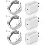 Bloque de cargador USB C rápido, paquete de 3 cables USBC a USBC de 6 pies de largo, cable para iPad, 20 W, iPhone 17 Pro Max, cargador de viaje, carga rápida para iPhone 17/17 Air/17 Pro/16/16e/16 Pro/16Plus/15/15Pro/Pro Max/Plus, iPad