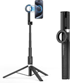 UBeesize Trípode magnético para iPhone con control remoto, soporte extensible de 64 pulgadas para grabación de video/vlogging, N52 fuerte soporte para iPhone 12-15/Android, trípode portátil para selfie de viaje (negro)