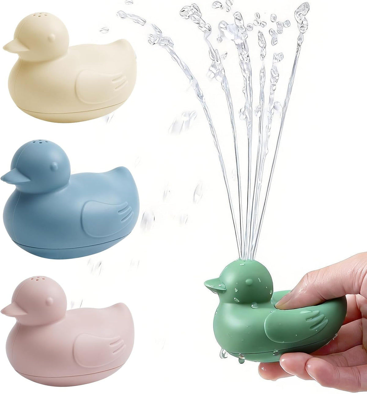 haakaa Dinky Splash Duck - Juguete de baño de silicona para bebé, desmontable y libre de moho, juguetes de silicona de grado alimenticio, juguetes de bañera para apretar, juguetes flotantes para tina para bebés de 6 meses
