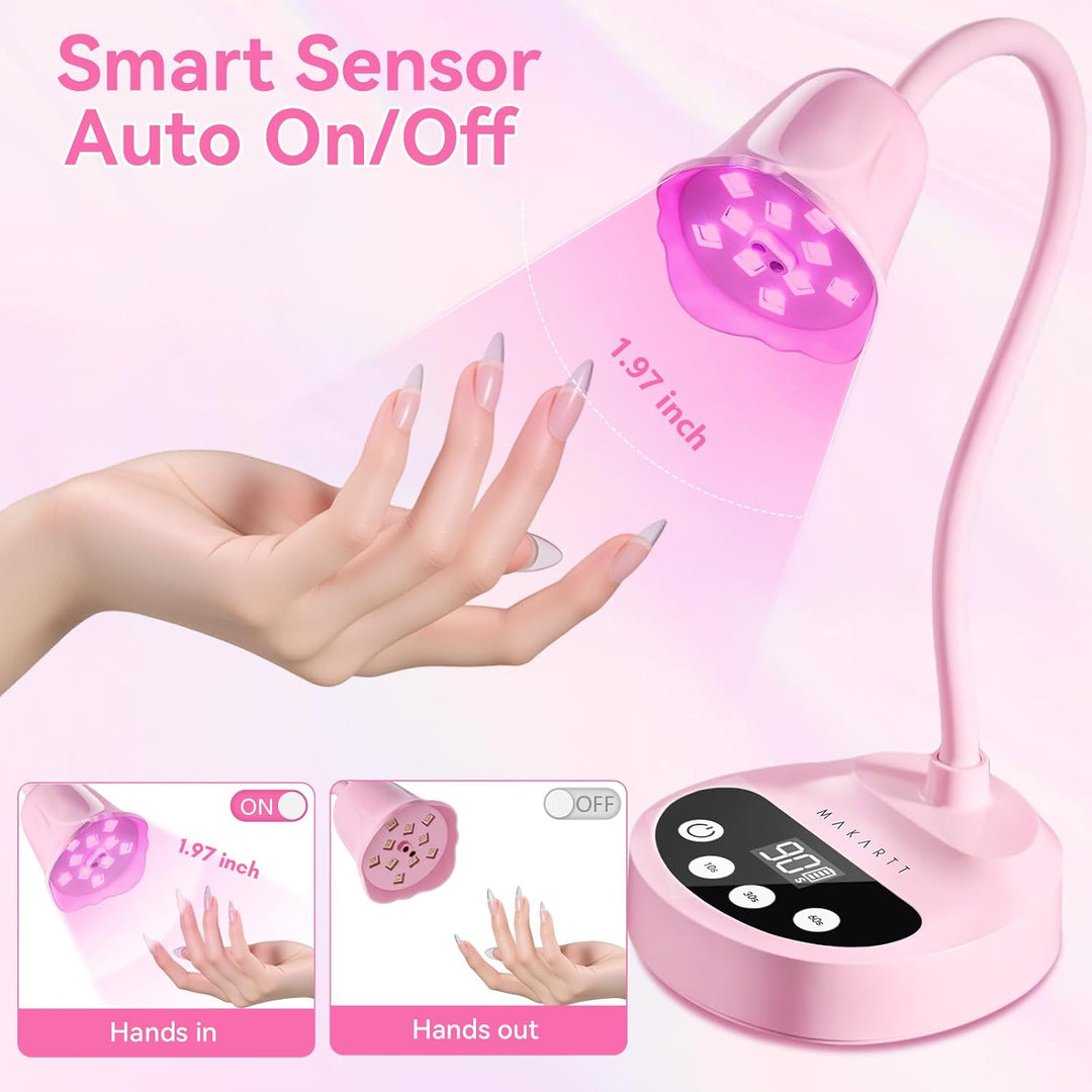 Makartt Lámpara de uñas UV, luz LED de cuello de cisne con sensor a...