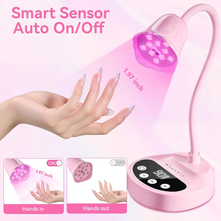 Makartt Lámpara de uñas UV, luz LED de cuello de cisne con sensor a...