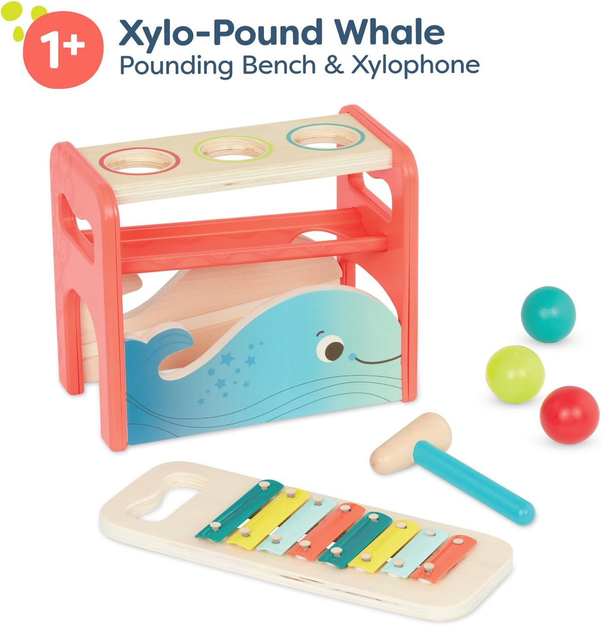 B. toys Banco de golpe de ballena de xilófono con xilófono, juguete de