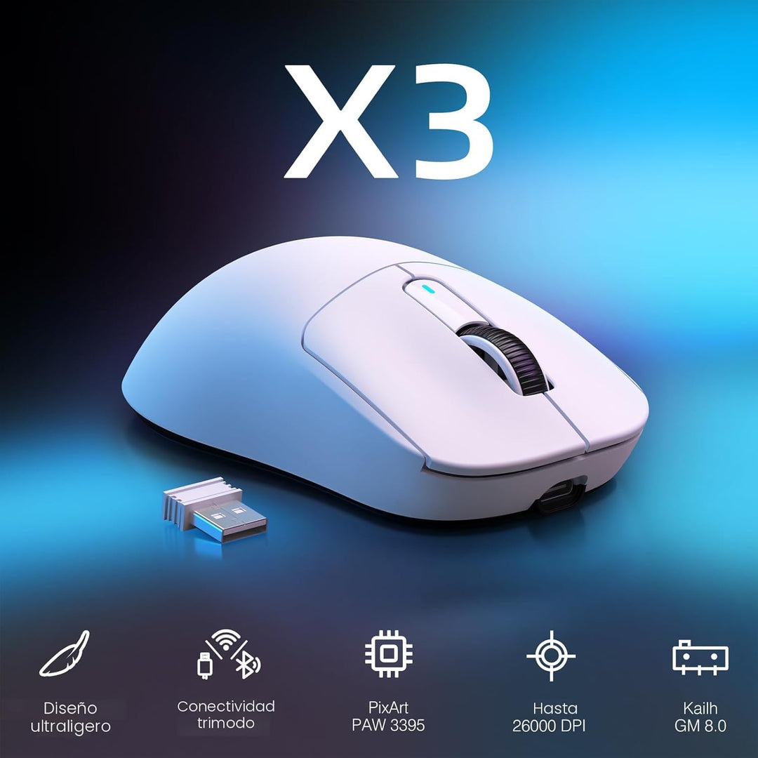 ATTACK SHARK X3 - Mouse inalámbrico para juegos, mouse ergonómico d...