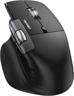 TECKNET Ratón inalámbrico ergonómico, mouse Bluetooth (BT 5.3/5.0 y 2.4G y cableado), mouse recargable con desplazamiento ultrarrápido, desplazamiento lateral, 6 niveles DPI, clics silenciosos, mouse