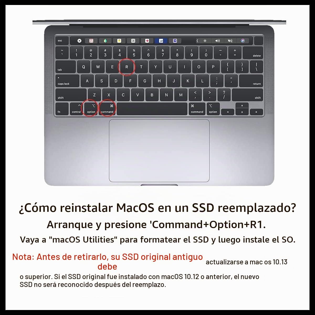 SSD para MacBook 1TB NVMe PCIe Gen3x4 M.2, unidad interna de estado sólido actualización para MacBook Pro A1708 (2016-2017)