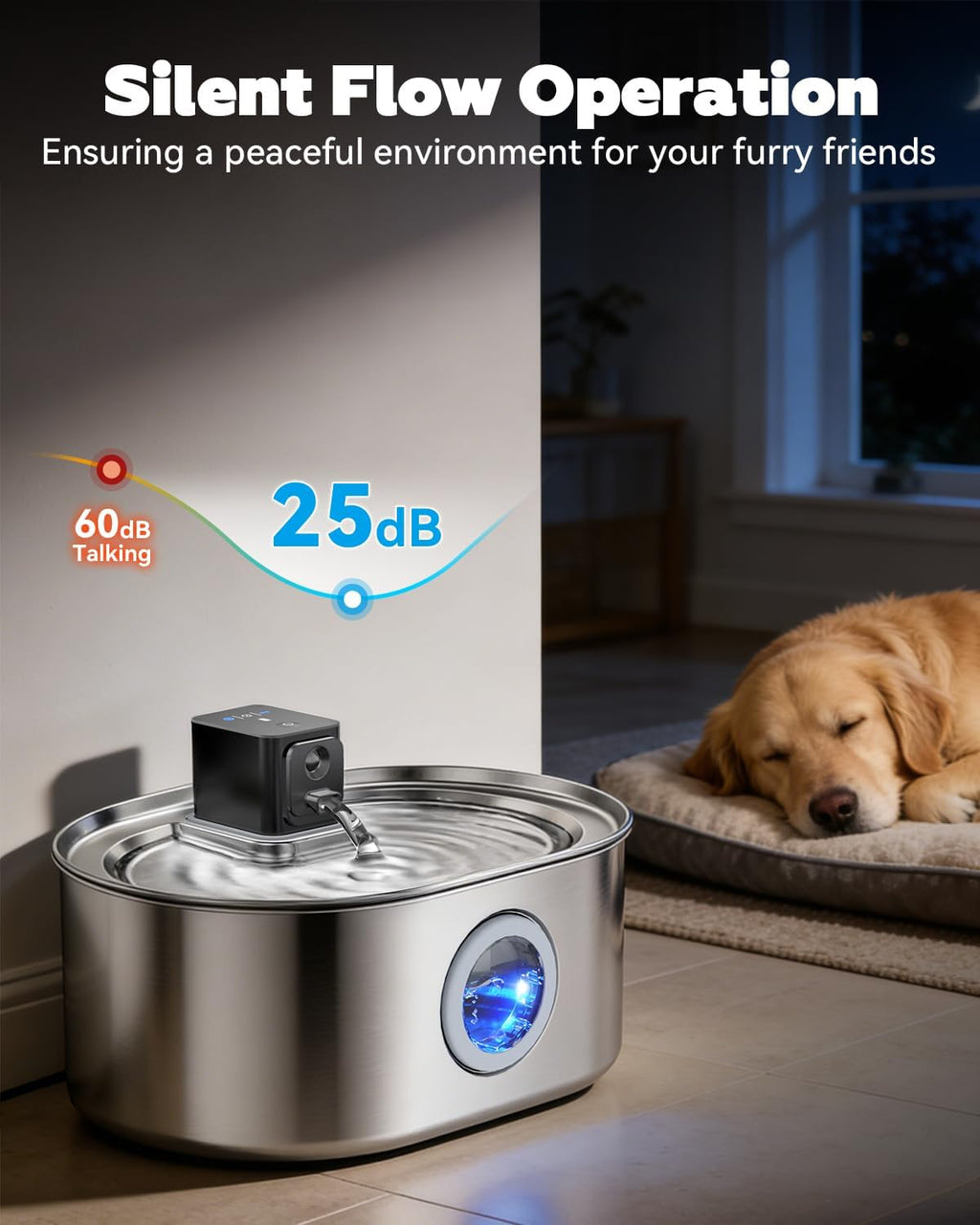 Fuente de Agua Inalámbrica para Perro Grande, Fuente de Agua para Mascotas con Batería