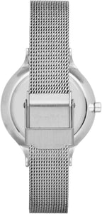 Skagen Anita Reloj de malla de acero inoxidable para mujer, plateado (Modelo: SKW2149) y pulsera Skagen "Elin" de cristal plateado, extensor de 6.5 pulgadas + 1.5 pulgadas