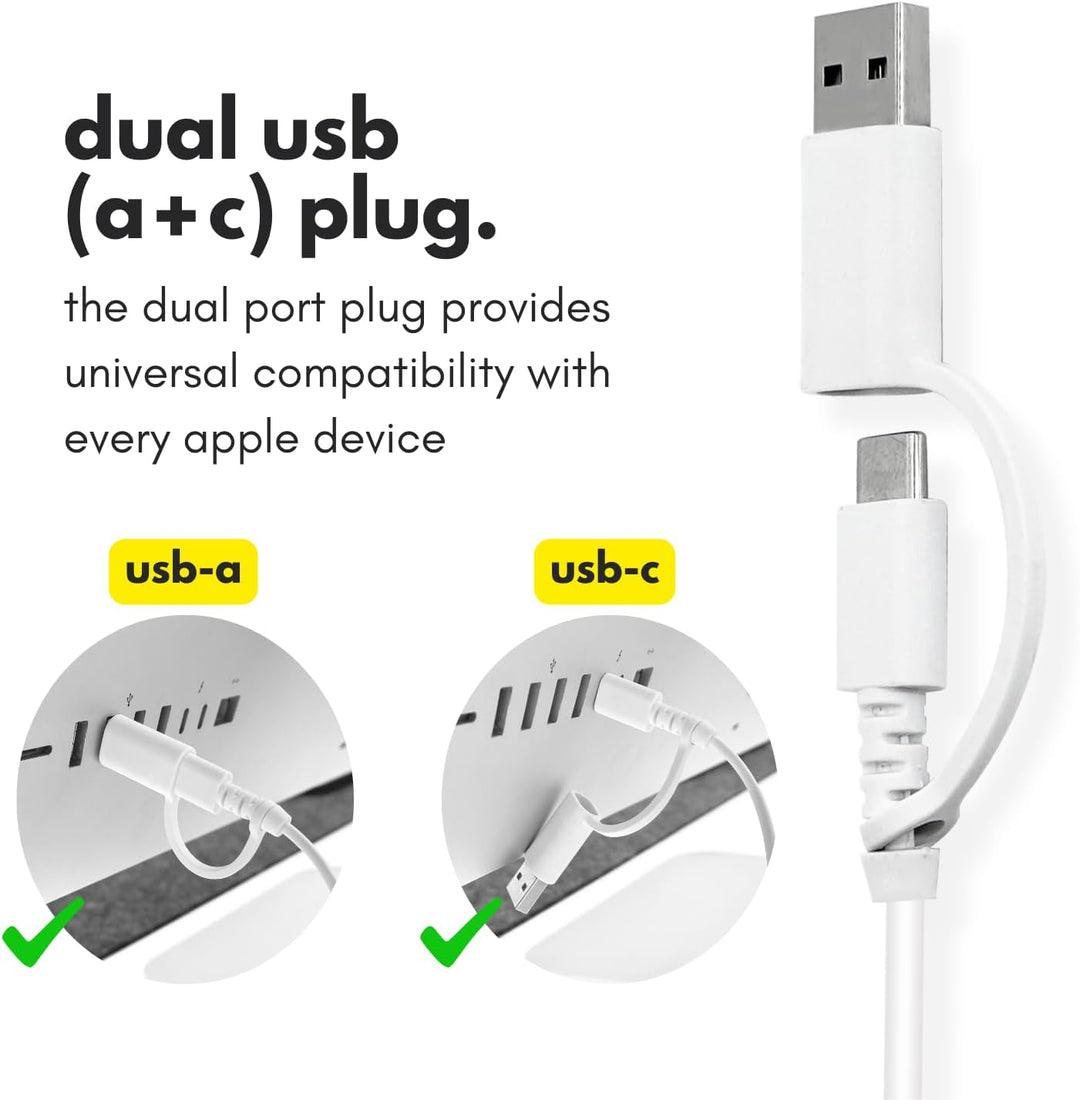 Macally Teclado USB C con cable para Mac (USB C + USB A) - Teclado...