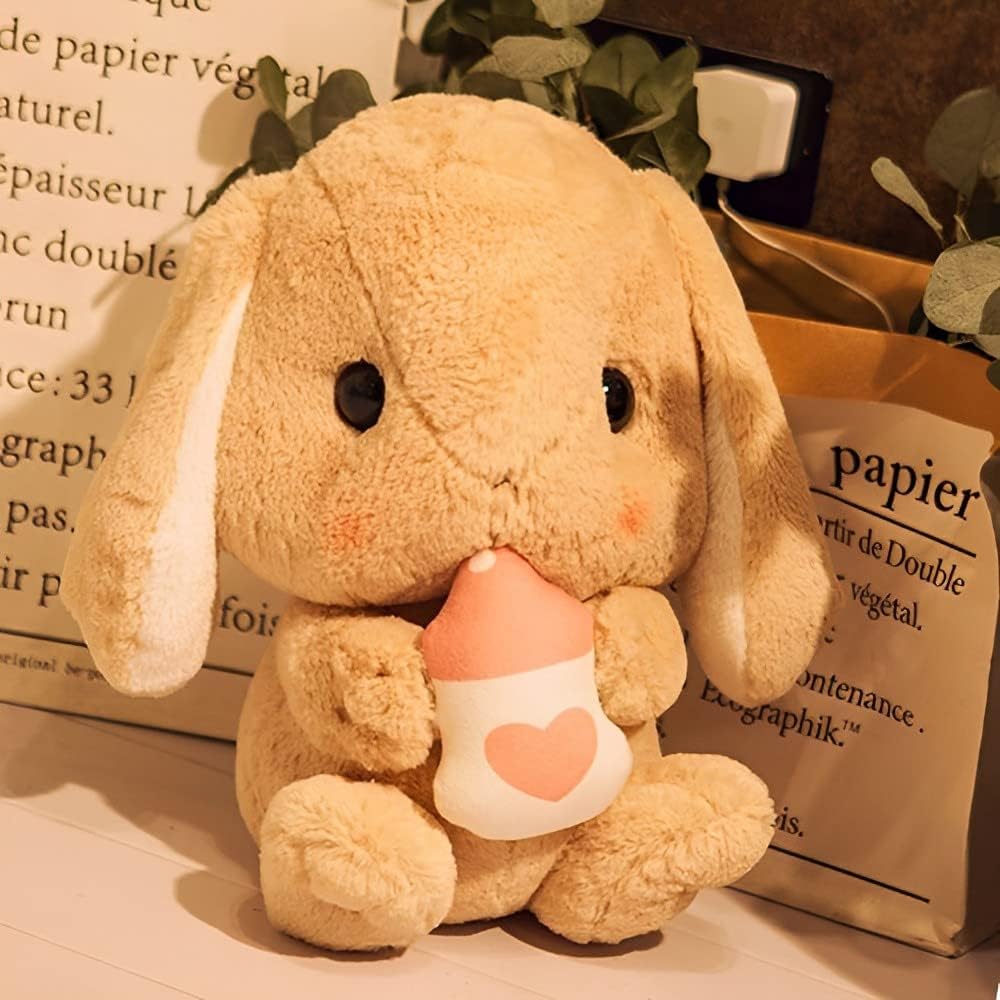 HOUPU Juguete de peluche - Conejo con orejas caídas sentado, conejo...