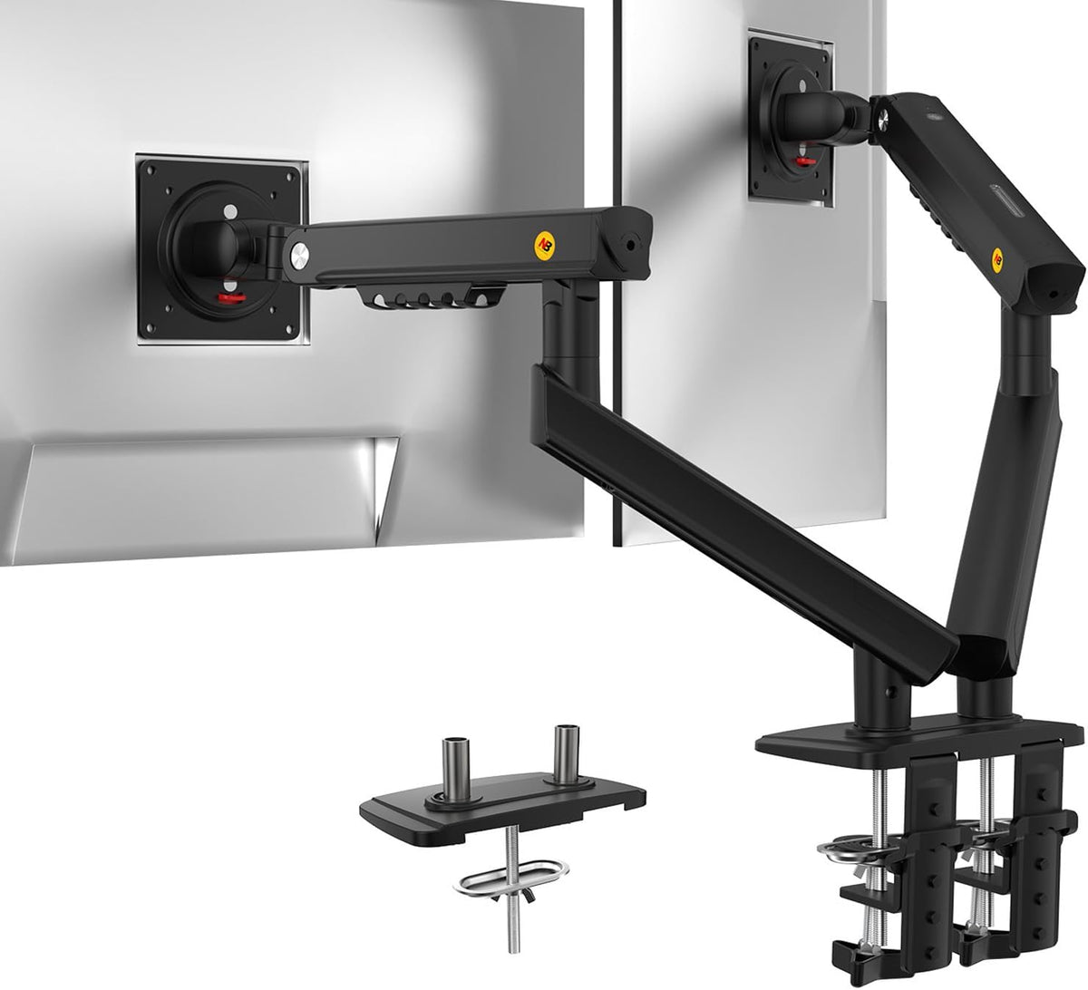 NB SmooVex™ - Soporte para monitor doble, soporte para monitor dual para hasta 32 pulgadas, brazo de monitor de resorte mecánico, VESA 75/3.937 in, modelo-A5C (negro)