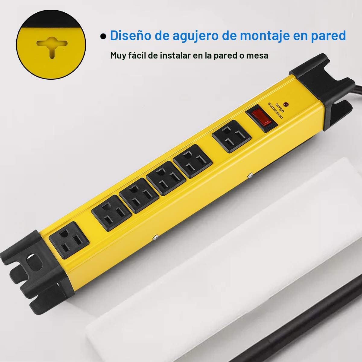 Protector contra sobretensiones de alta resistencia CCCEI. Amarillo, 6ft, 1.