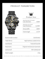 OLEVS Relojes de Hombre Esqueleto Automático Lujo de Negocios Diamante Autoentregado (Self Winding) Reloj de Pulsera de Acero Inoxidable con Calendario