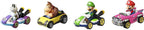 Hot Wheels Mario Kart - Paquete de 4 vehículos de los personajes favoritos de los fans que incluye 1 modelo exclusivo, regalo coleccionable para niños y fans a partir de 3 años