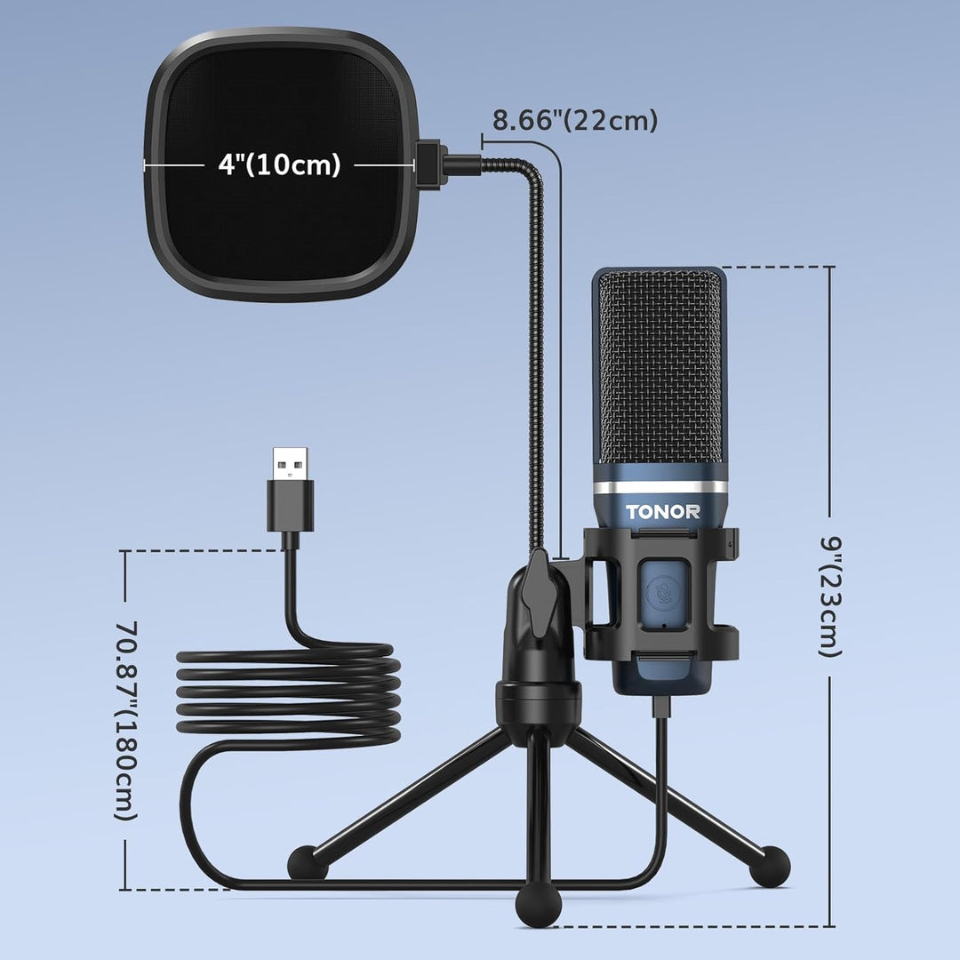 TONOR TC-777 - Micrófono de podcast, micrófono de computadora USB,...
