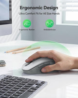 TECKNET Ratón Bluetooth recargable, [USB + BT5.0 + BT3.0] Ratón ina...