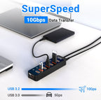 atolla, hub USB 3.2 de 7 puertos, alimentado