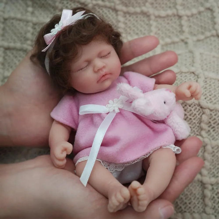 MYREBABY Muñeca de bebé de silicona mini de 7 pulgadas, muñeca reci...