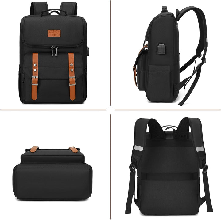 YALUNDISI Mochila vintage de viaje para laptop con puerto de carga...