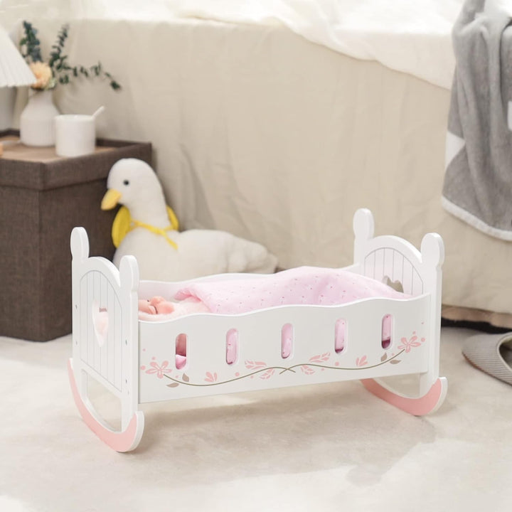 ROBUD Cuna de madera para muñecas, juguetes de cama de muñeca, se a...
