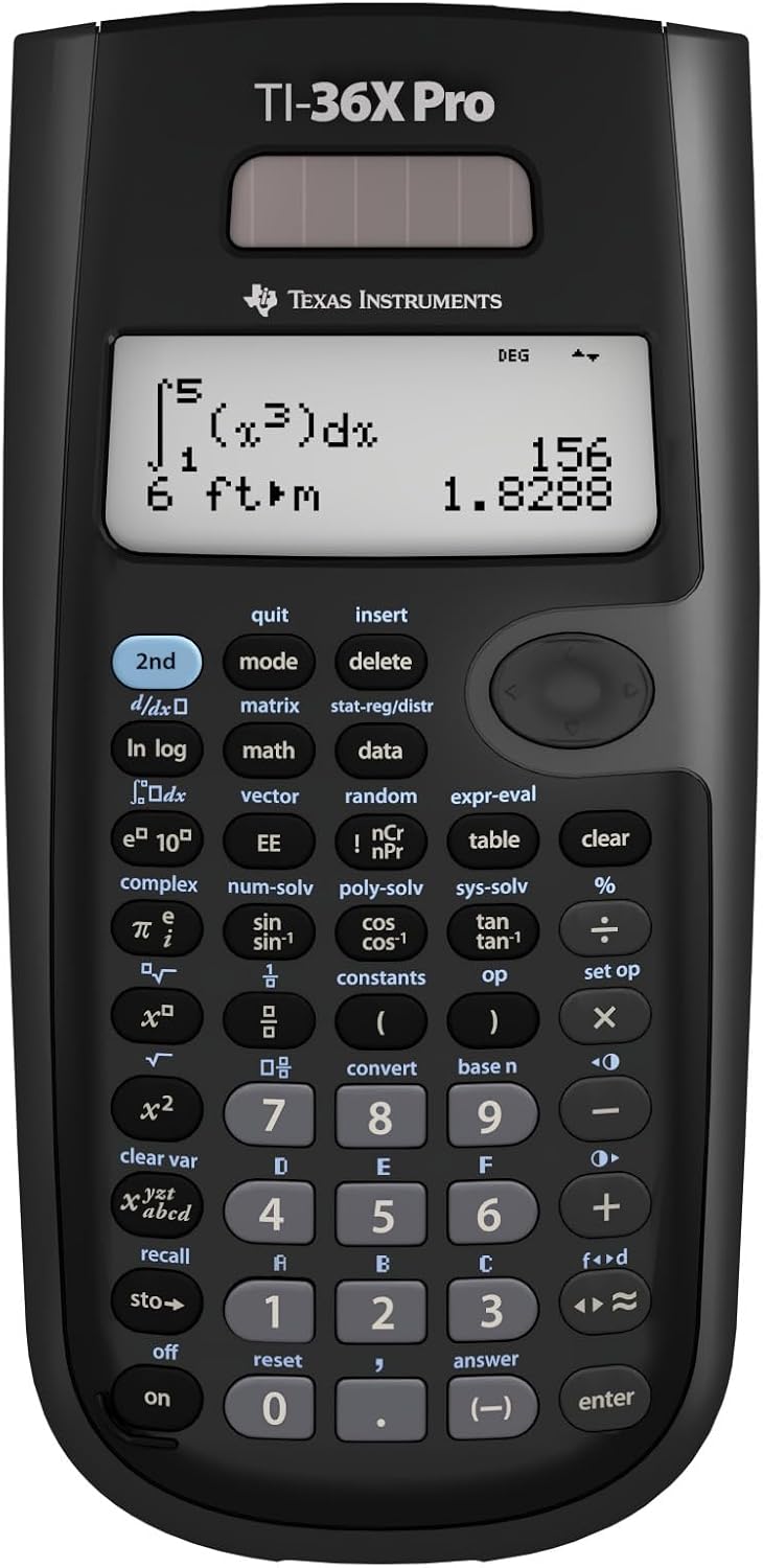 Texas Instruments TI-36X Pro Ingeniería/Calculadora científica | 9.7 pulgadas | Negro.