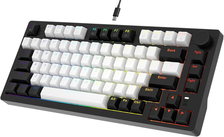 DAREU EK75 Teclado mecánico con cable, teclado 75% con perilla de v...