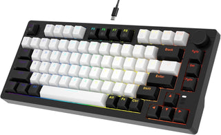 DAREU EK75 Teclado mecánico con cable, teclado 75% con perilla de v...