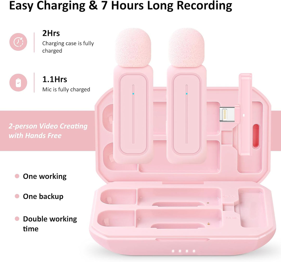 Ecomxia Paquete de 2 Micrófonos Lavalier Inalámbricos para iPhone i...