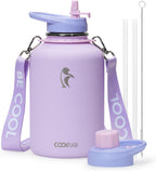 Coolflask Botella de agua de medio galón aislada de acero inoxidable con
