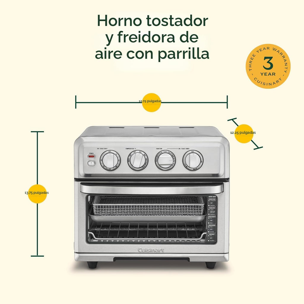 Cuisinart Horno tostador con freidora de aire, 1800 W, 8 en 1 con freidora