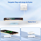 [Certificado MFi de Apple] Cargador magnético inalámbrico para iPhone, cargador Magsafe, almohadilla de carga rápida de teléfono de 6 pies y 15 W, carga magnética inalámbrica para iPhone 17/17Air/16 Pro Max/16 Plus/15 Pro Max/14/13/12/AirPods3/2/Pro
