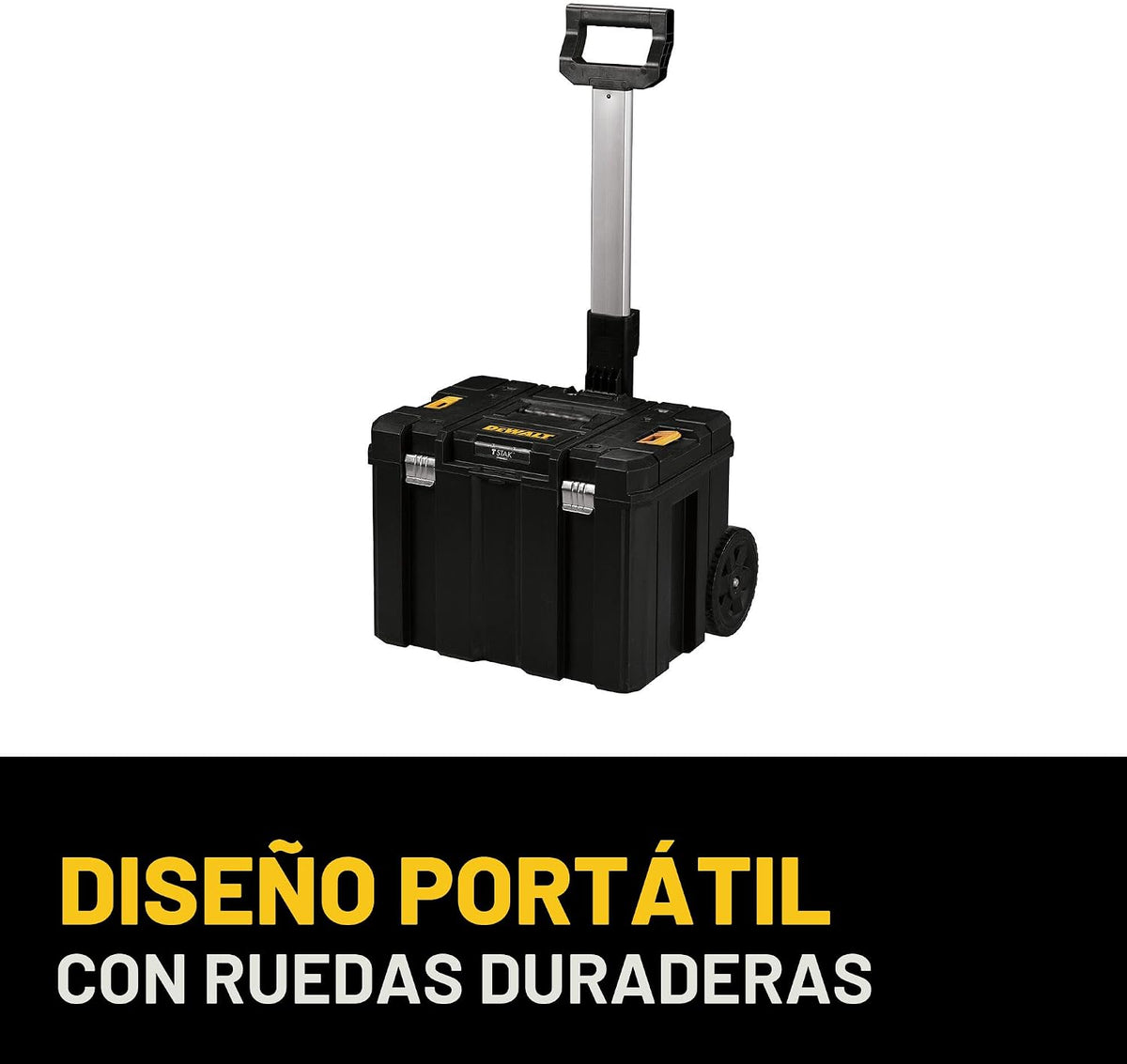 DEWALT Caja de herramientas con ruedas modular, caja de herramientas rodante grande con mango telescópico, portador portátil almacenamiento profundo apilable TSTAK (DWST17820)