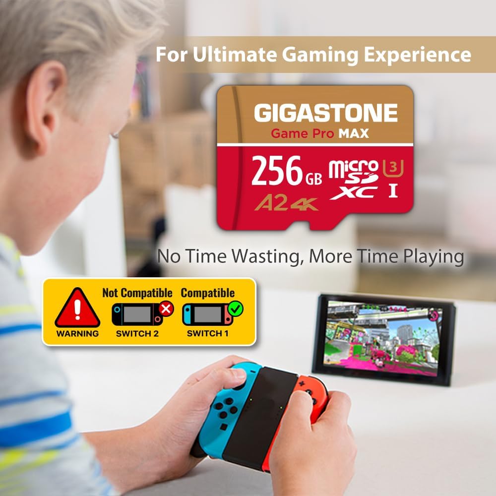 【Solo para Switch 1】GIGASTONE - Tarjeta micro SD de 256 GB, 4K Game...