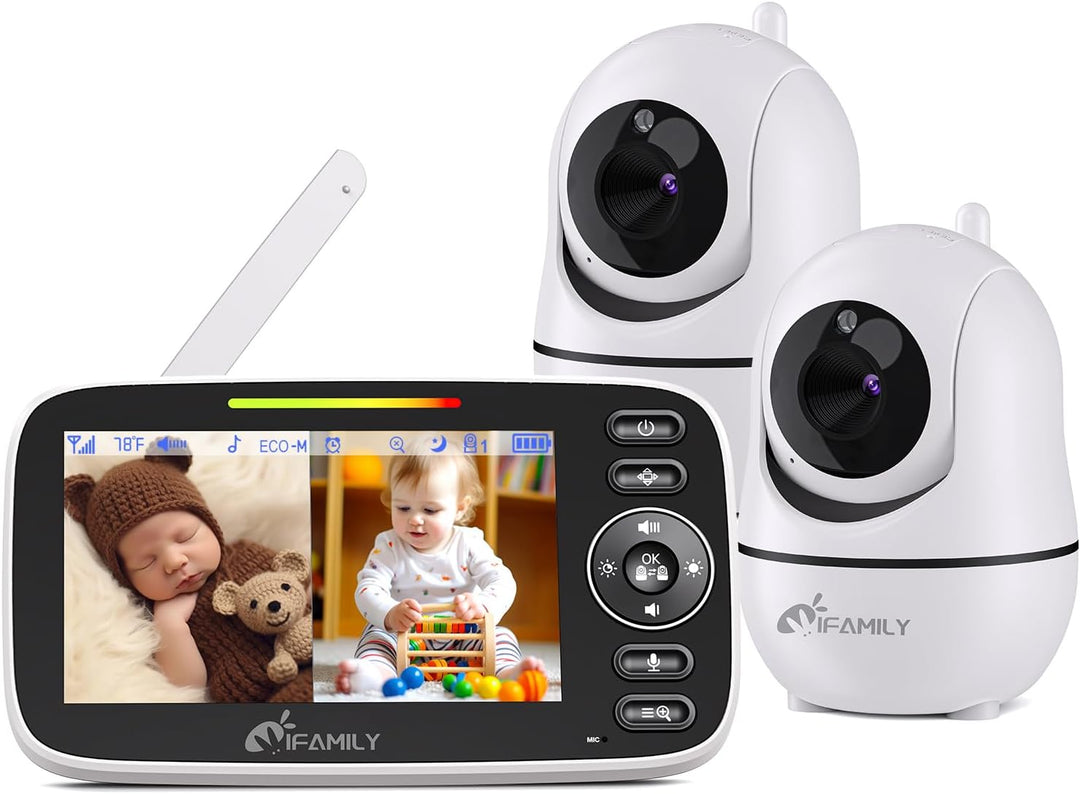iFamily Monitor de bebé de pantalla dividida, monitor de bebé de vi...