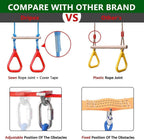 Dripex - Carrera de obstáculos ninja warrior de 50 pies para niño con accesorios completos, columpio, trapecio, escalera de cuerda, red de obstáculos más entrenador de brazos de 3.9 pies
