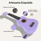 Ukelele Soprano para Niños 21 Pulgadas Madera Hawaiana Kit para Principiantes