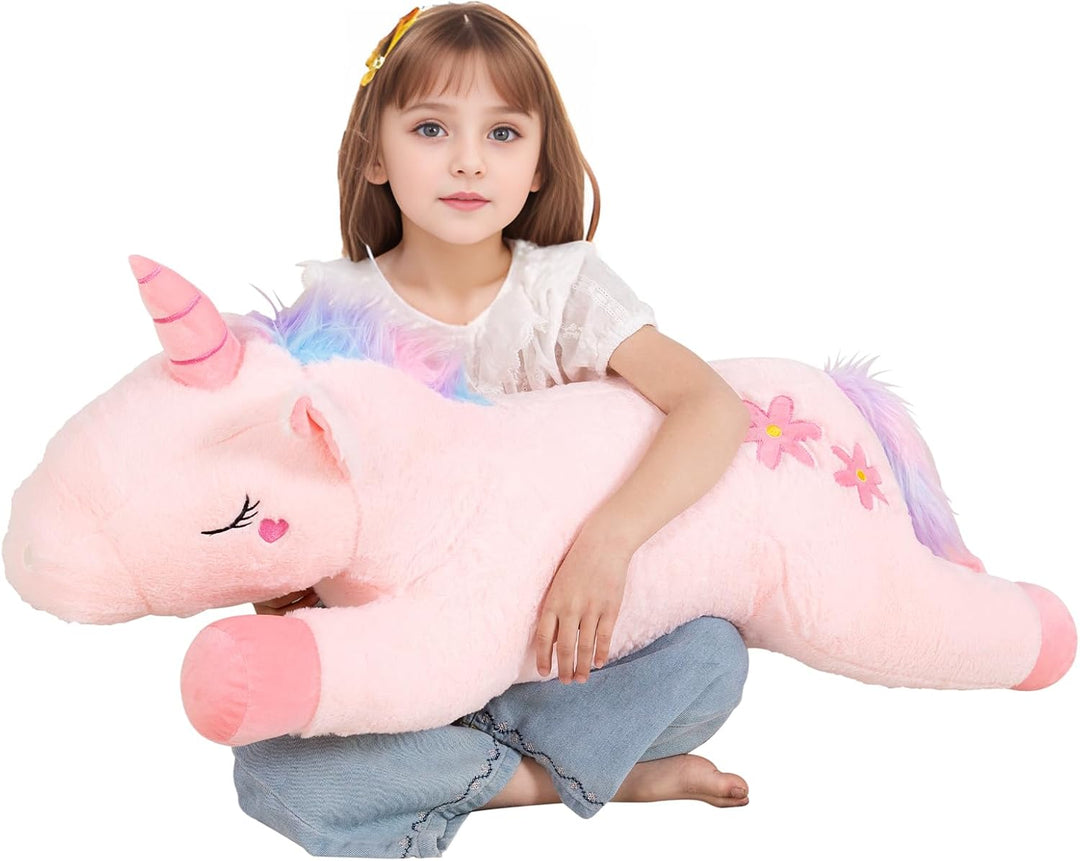 Tianmihou Lindo juguete de peluche gigante de unicornio rosa de 40...