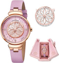 Relojes de Mujer Flor de Cerezo Reloj de Mujer Esfera de Madreperla Reloj de Dama con Correa de Cuero Forma de Pétalo Sakura Relojes de Flor de Cerezo para Mujeres Cristal de Zafiro para Durabilidad y