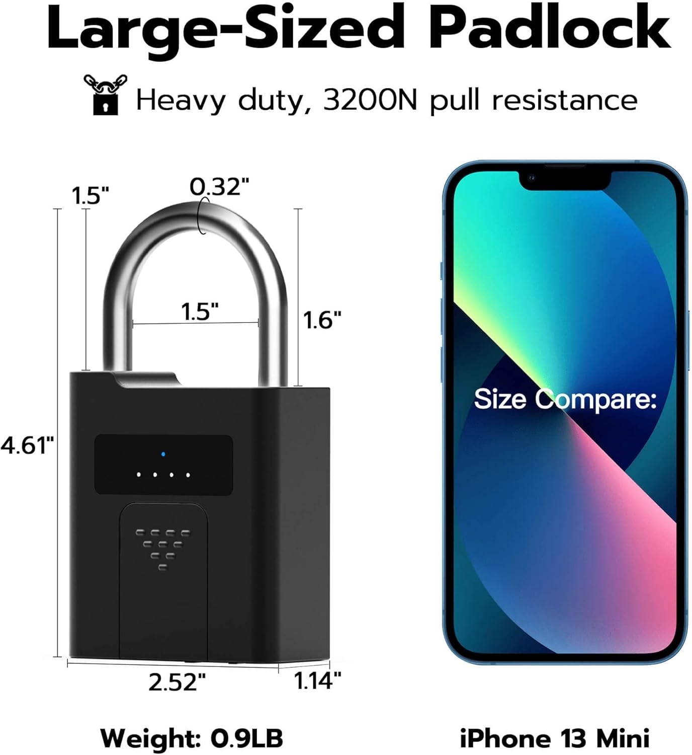 eLinkSmart Candado de huellas dactilares con llave de