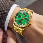 OLEVS Reloj Clásico para Hombre Diamante Analógico Lujo Acero Inoxidable a Dos Tonos Resistente al Agua con Fecha Luminous para Hombres