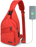Bandolera cruzada con cable USB para senderismo, acampar y viajes al aire libre, para mujeres y hombres