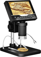 Microscopio Digital Portátil 1000X, Pantalla HD de 5", Lupa para Monedas y Joyas